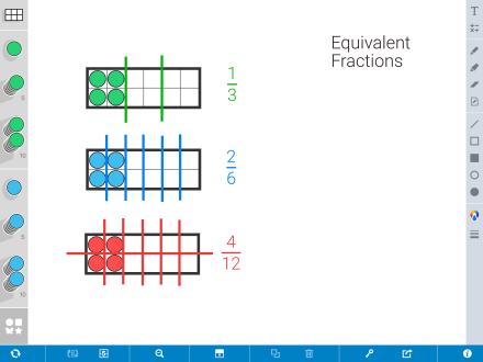 Fracciones equivalentes con marcos de números
